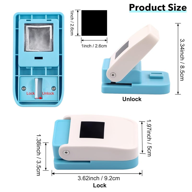 CYFUN DESIGN 3 Pcs Paper Punch, 1X0.8 inch Rectangular Postage Stamp Punches & 1" Square Hole Punches, Lever Action Craft Hole Puncher for Paper Crafting Card Making DIY Projects Crafts Tools - Image 4